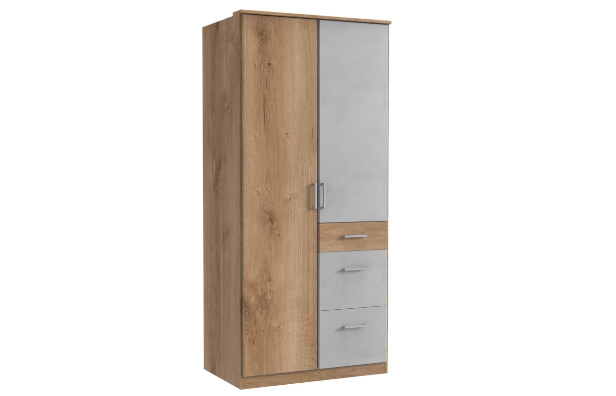 Šatníková skriňa bez zrkadla Click, 91 cm, biela/dub sonoma 17