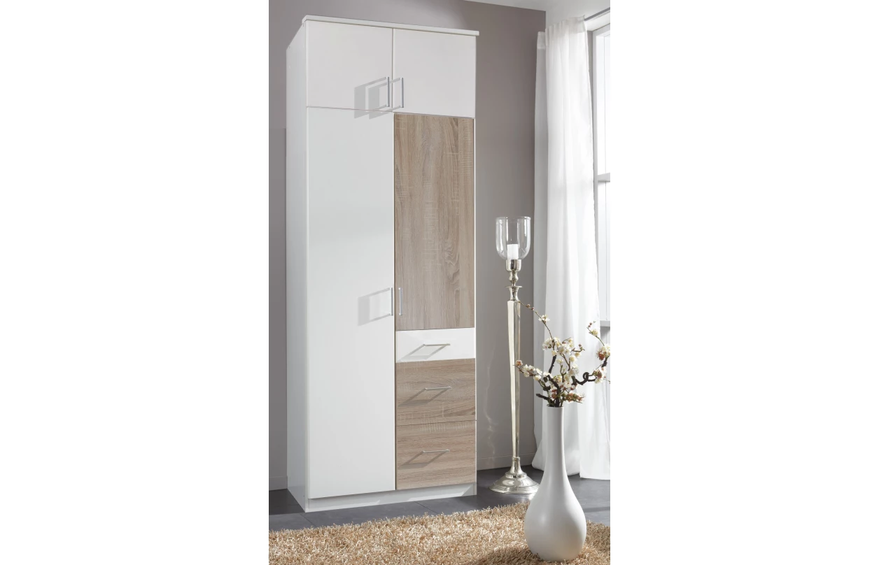 Šatníková skriňa bez zrkadla Click, 91 cm, biela/dub sonoma 37