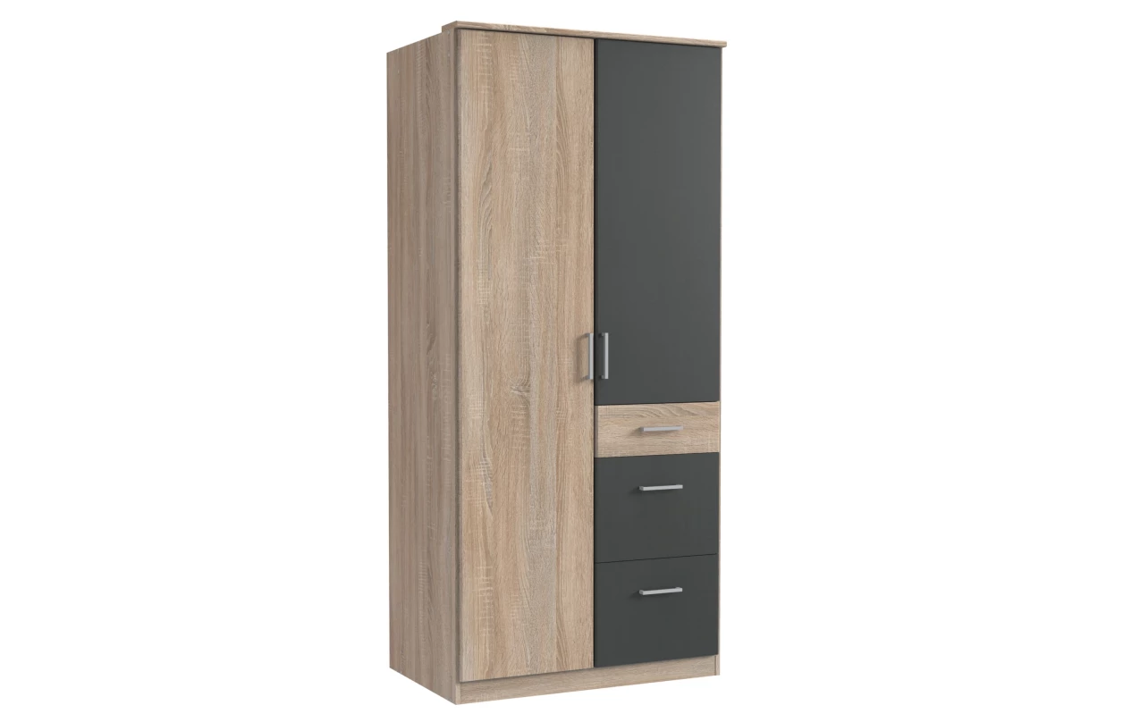 Šatníková skriňa bez zrkadla Click, 91 cm, biela/dub sonoma 40