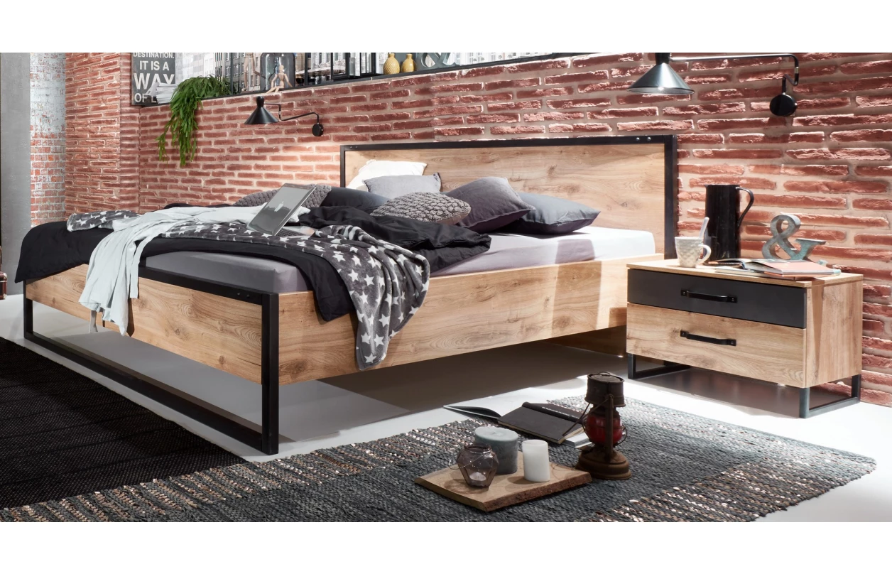 Šatník s posuvnými dverami Detroit, 250 cm, doskový dub / antracitová oceľ 9