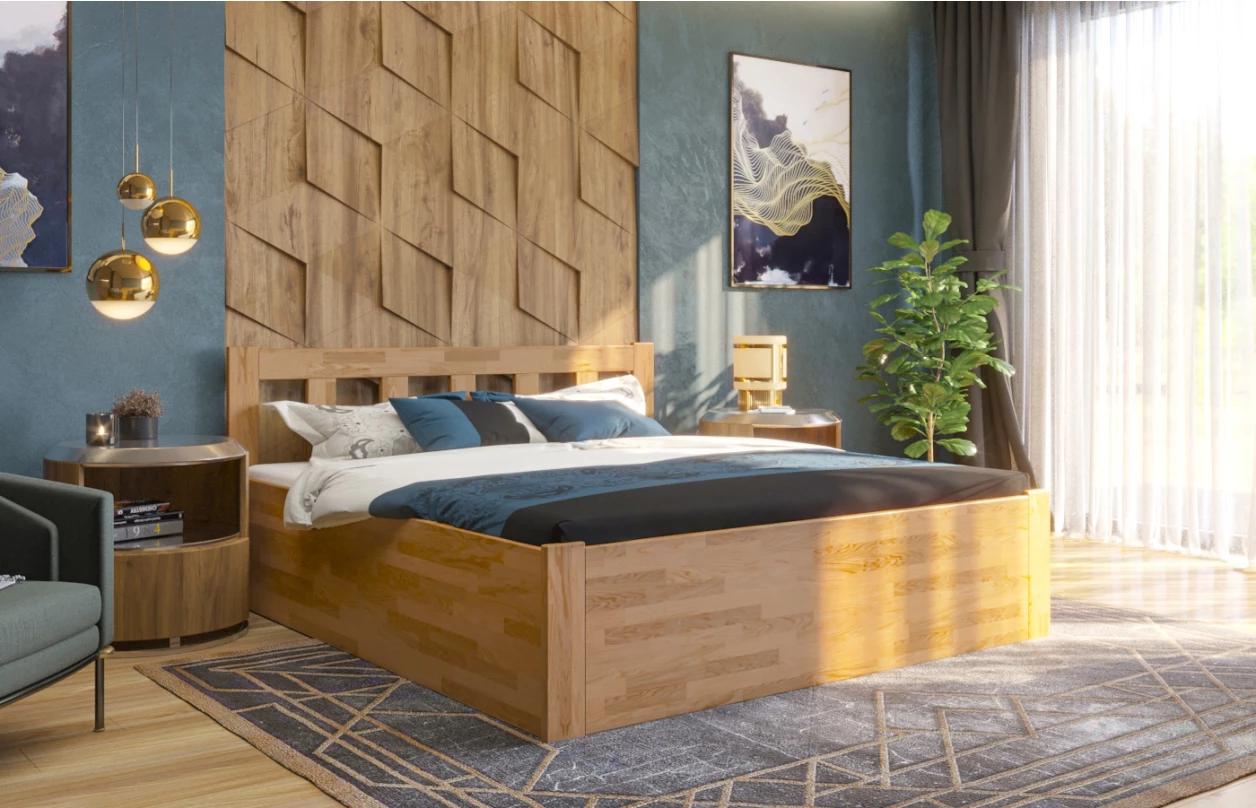 Posteľ s úložným priestorom Tema Box 180x200 cm, bielený buk 5