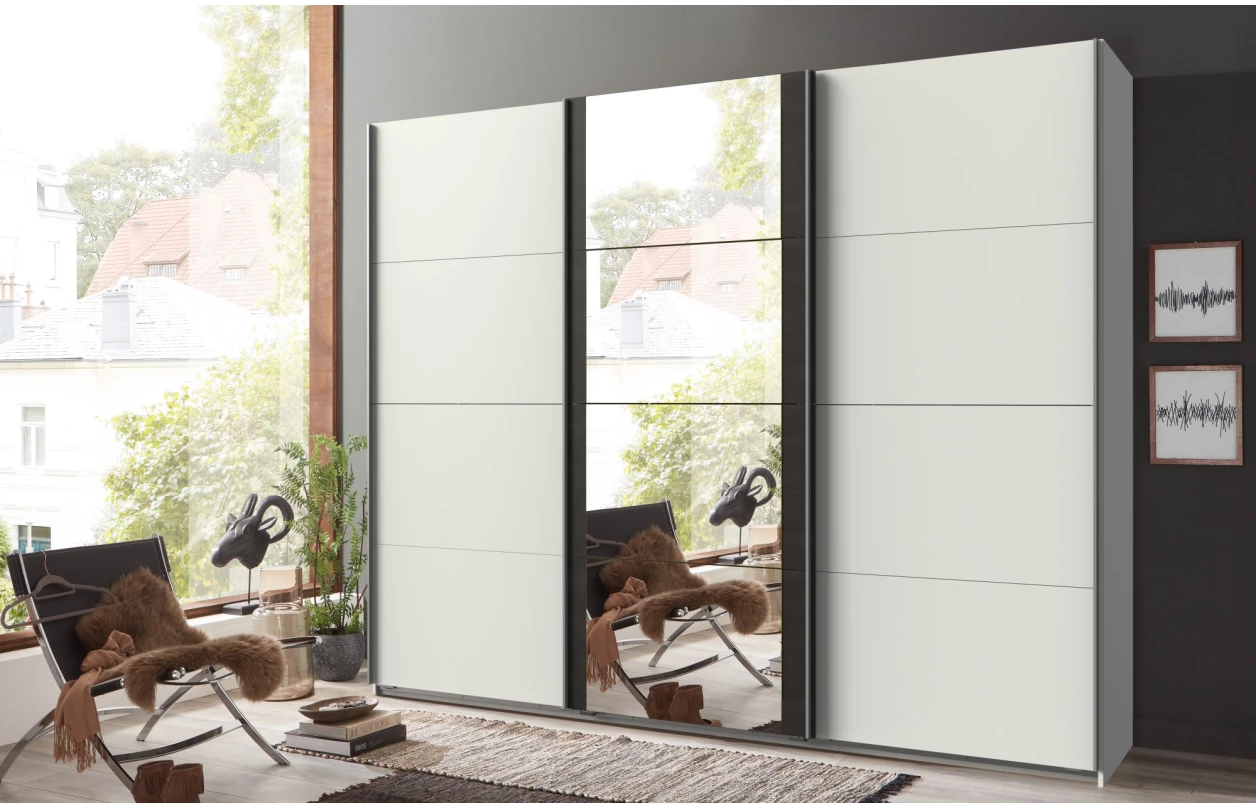 Šatníková skriňa Bern, šírka 313 cm/výška 208 cm, biela 1