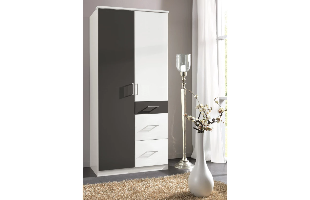 Šatníková skriňa so zrkadlom Click, 135 cm, dub sonoma/biela 1