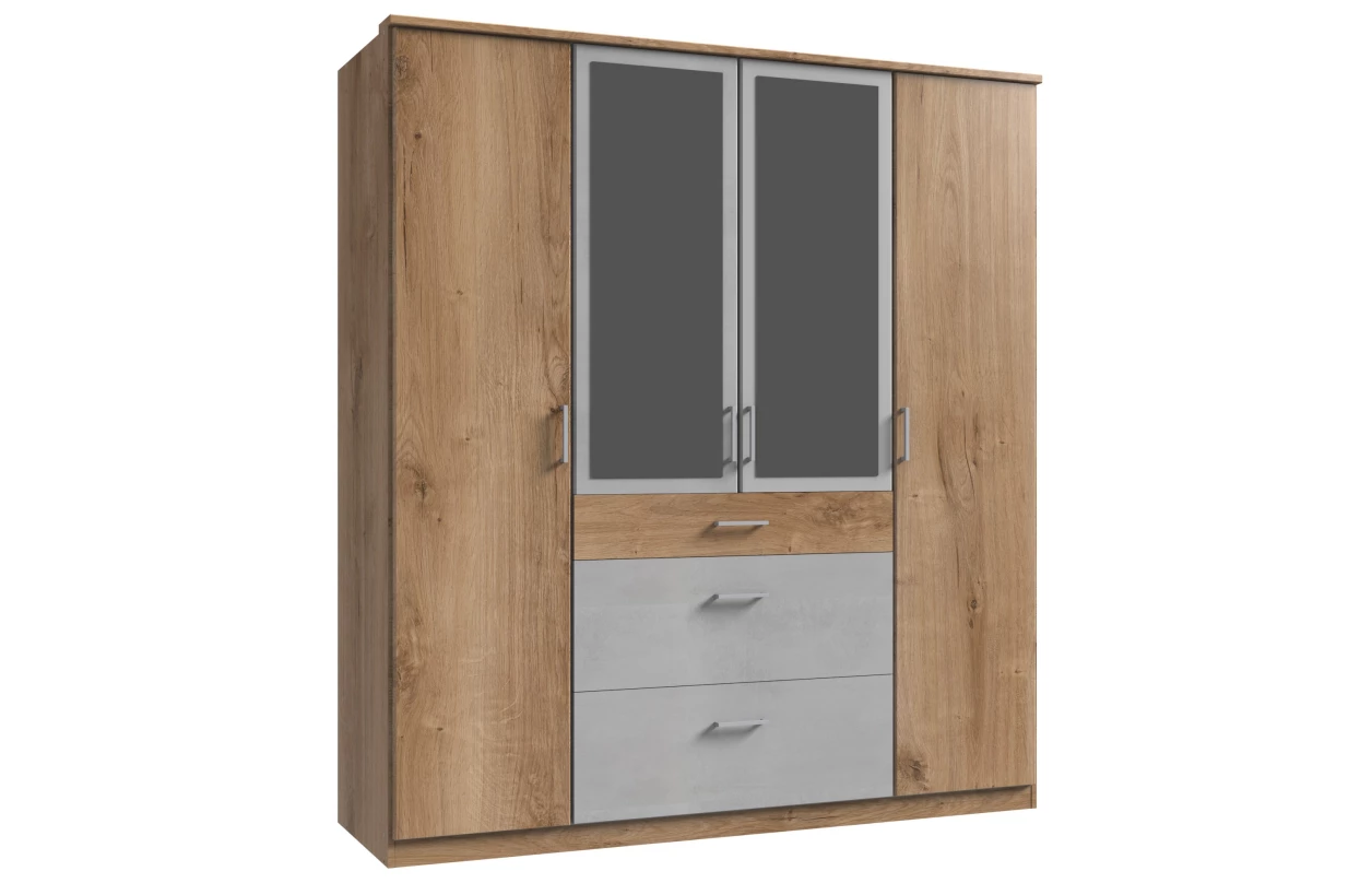 Šatníková skriňa so zrkadlom Click, 135 cm, dub sonoma/biela 19