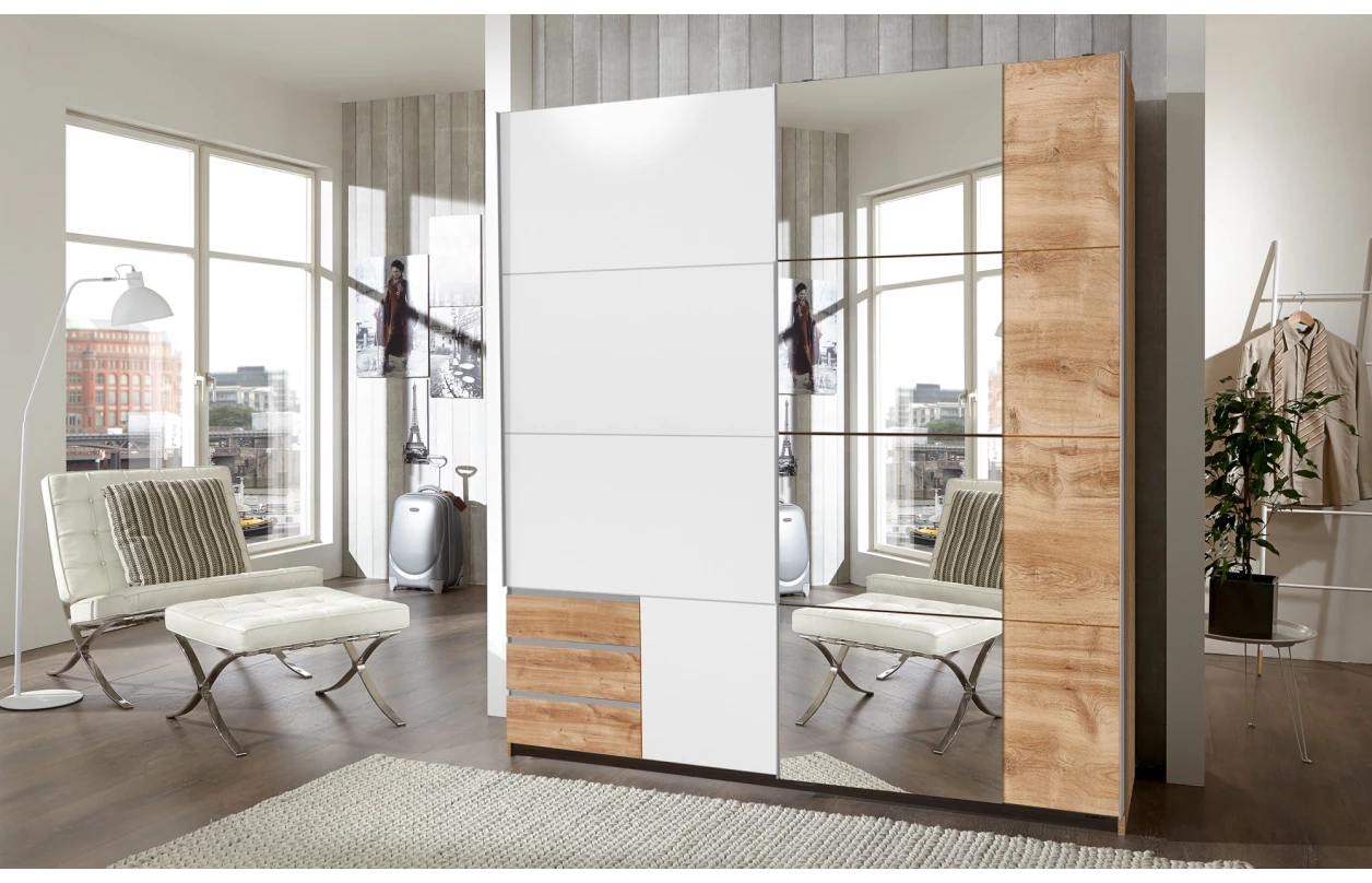 Paspartový rám k šatníkovej skrini Emden, 185 cm, biely 6