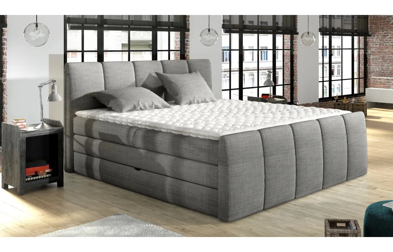 Posteľ boxspring Fresco 180x200 cm, svetlo hnedá látka 1