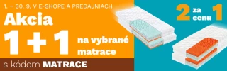 Akcia 1 + 1 na vybrané matrace