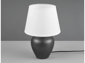 Stolová lampa Abby, antický nikel/biela látka