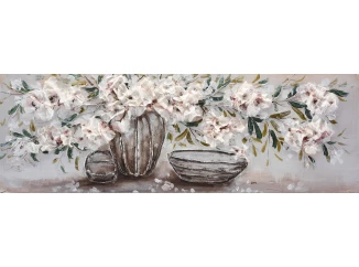 Ručne maľovaný obraz Kvetinové zátišie 120x40 cm, olejomaľba