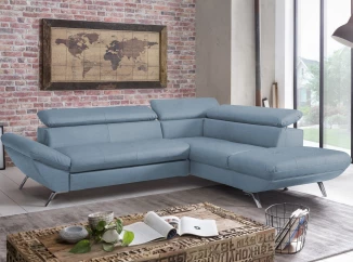 Rohová sedacia súprava Estelle, azúrovo modrá látka, pravý roh