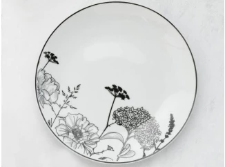 Hlboký tanier Luna Black Flower, 27 cm