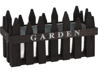 Kvetináč s plotom Garden 35 cm, čierne drevo