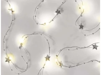 Vianočná reťaz LED strieborné hviezdičky, 1,9 m