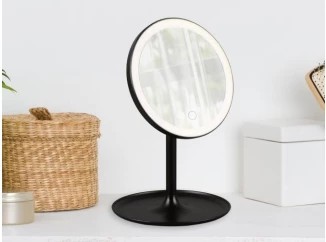 Kozmetické zrkadlo s LED Liara 18x28,5 cm, čierne