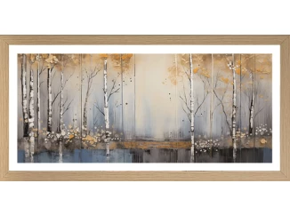 Rámovaný obraz Brezy 49x23 cm, buk