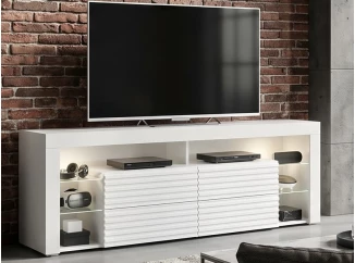 TV stolík Goal, biely/lamely, s osvetlením