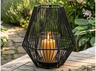 Kovový lampáš 16x17 cm, čierna