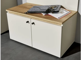 Predsieňová lavica s úložným priestorom Lime 70 cm, béžová kašmír/dub evoke