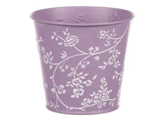 Obal na kvetináč fialový s bielymi ružami, 14 cm