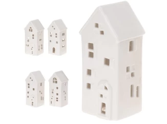 Vianočná dekorácia LED domček, biely (1 ks)
