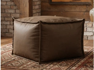 Štvorcový taburet Stockholm 70x70 cm, hnedá látka vo vintage optike kože