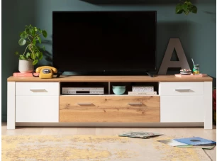 TV skrínka Matera, 209 cm, starý dub/biela