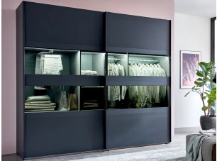 Šatníková skriňa Easy Plus, šírka 180 cm/extra výška 236 cm, grafit/sklo