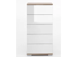 Skrinka s 5 zásuvkami Easy Plus, 49 cm, dub sonoma/biele sklo