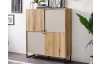 Vysoká úložná skrinka Cube, dub evoke / pieskovo šedá